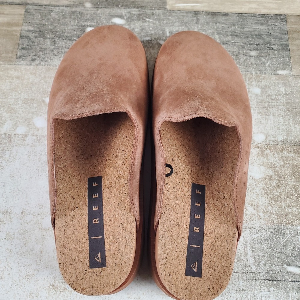 Reef Vista Skye Womens Platform Clogs Sz 8 Comfort Walnut Suede Leather Slip On - Picture 4 of 10